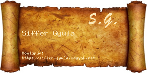 Siffer Gyula névjegykártya